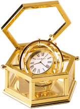 Howard Miller Solid Brass Glass Box Clock Gimbals