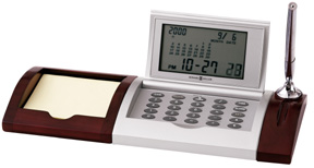 Howard Miller Versatile Executive Desk Calculator & World Time Clocks with Memo holder and Pen stand# 645-491