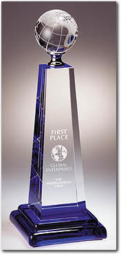 World Globe Tower - Large Crystal Award 