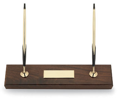 5201 Cross Wood Base Desk Set - - Hand-Rubbed Walnut with 10 Karat Gold Filled / Rolled Gold Ball-Point Pen & 0.5mm Pencil