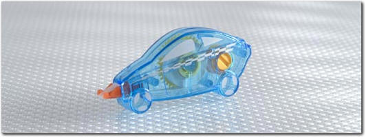 Your message travels with the Liquid Paper AutoCorrect - a trendy, car-shaped correction tape dispenser.