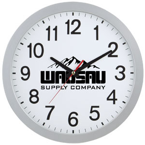 SCW23 Silver 12" inch Slim Wall Clock - Your Branding on their wall