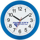 Wall Clock 10" Translucent Frame in Blue Black or Red