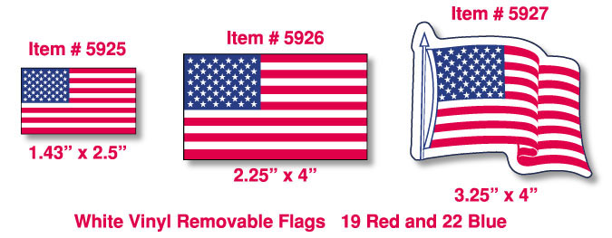 PATRIOTIC AMEICAN FLAG STICKERS REMOVABLE VINYL FLAGS