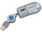 Optical USB Mini Mouse Silver Retractable with your branding
